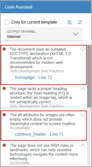 example reference name and line number of affected code