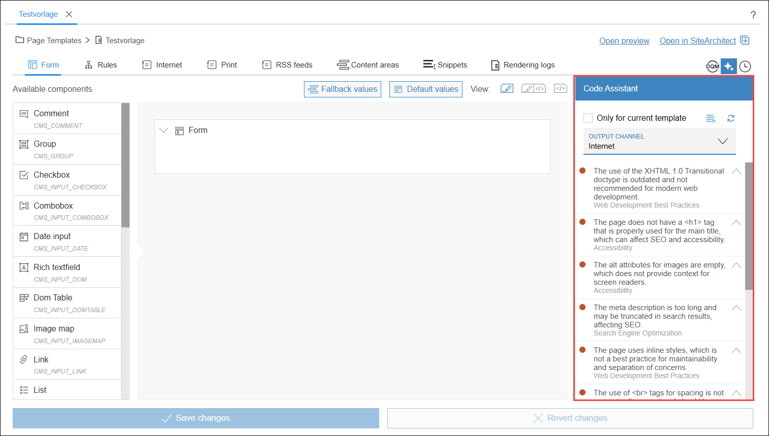 Template development in CC with Code Assistant