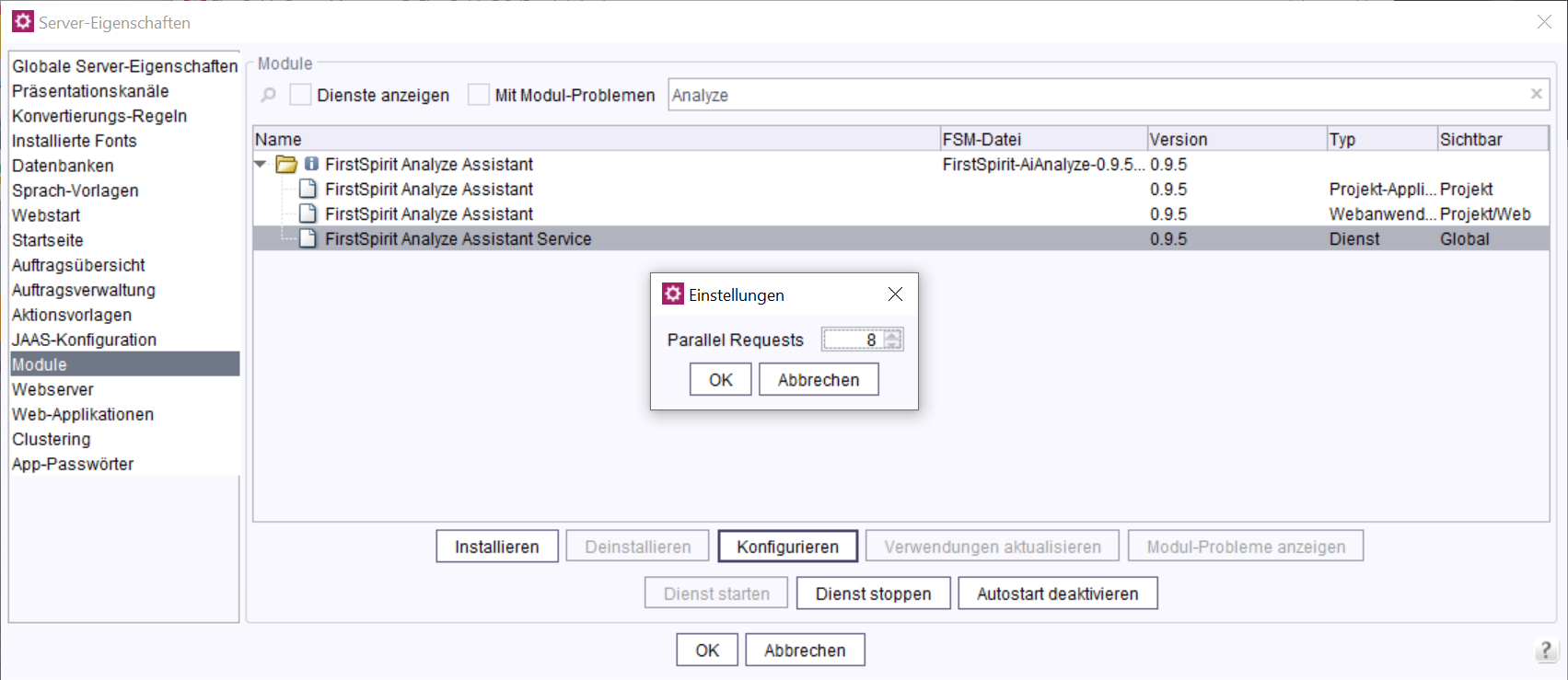 Konfiguration Analyze Assistant