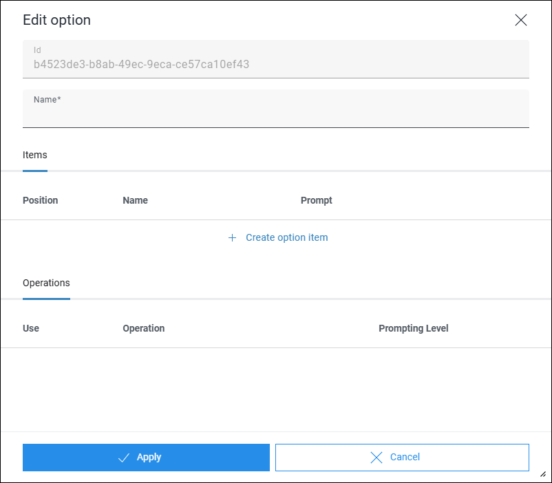 Create option