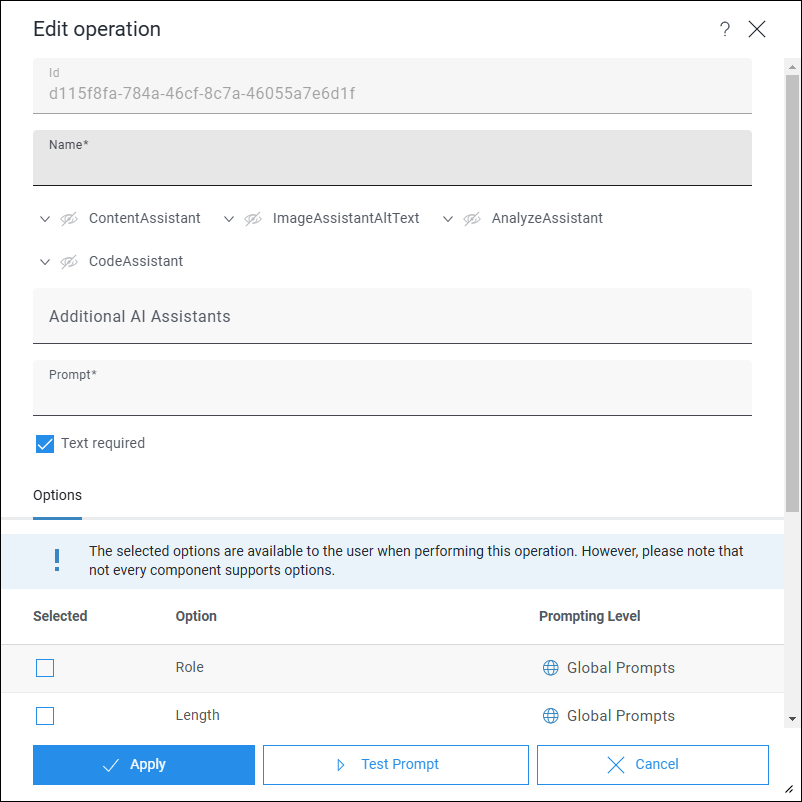 Create operation window