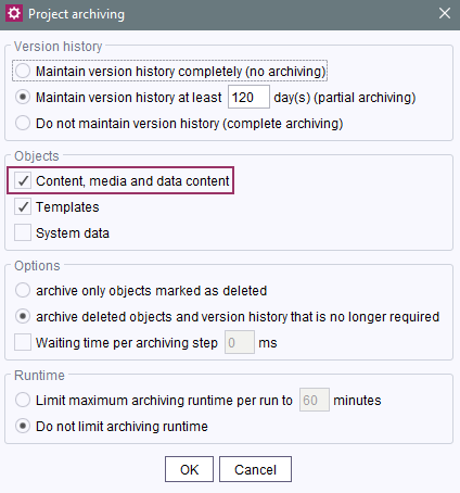 ServerManager – Project-based schedule entries – Project archiving