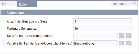 Einstellung auf Seitenreferenzebene (Register Daten)