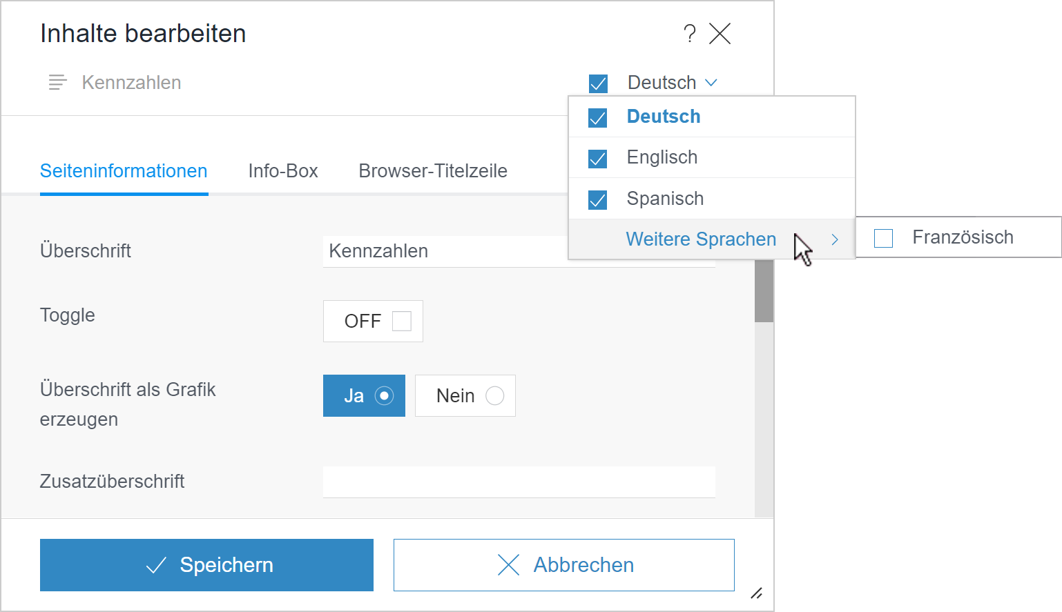 Sprachauswahl in Formularen
