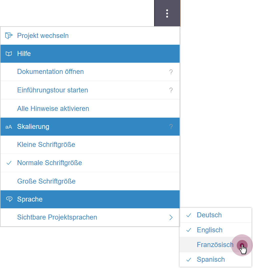 Inhaltssprache/n wählen
