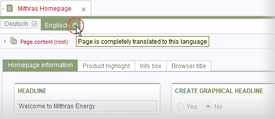SiteArchitect: "Page is completely translated to this language” option
