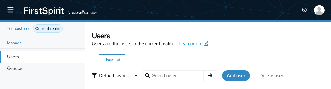 Menu: Users